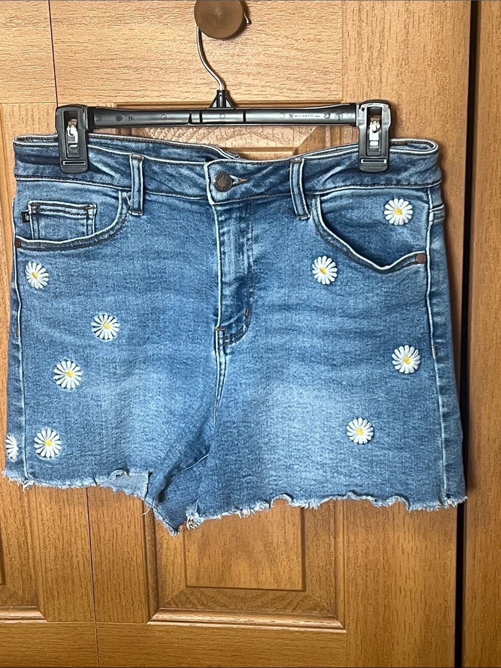 Judy Blue Blue Denim Daisy Embroidered Shorts